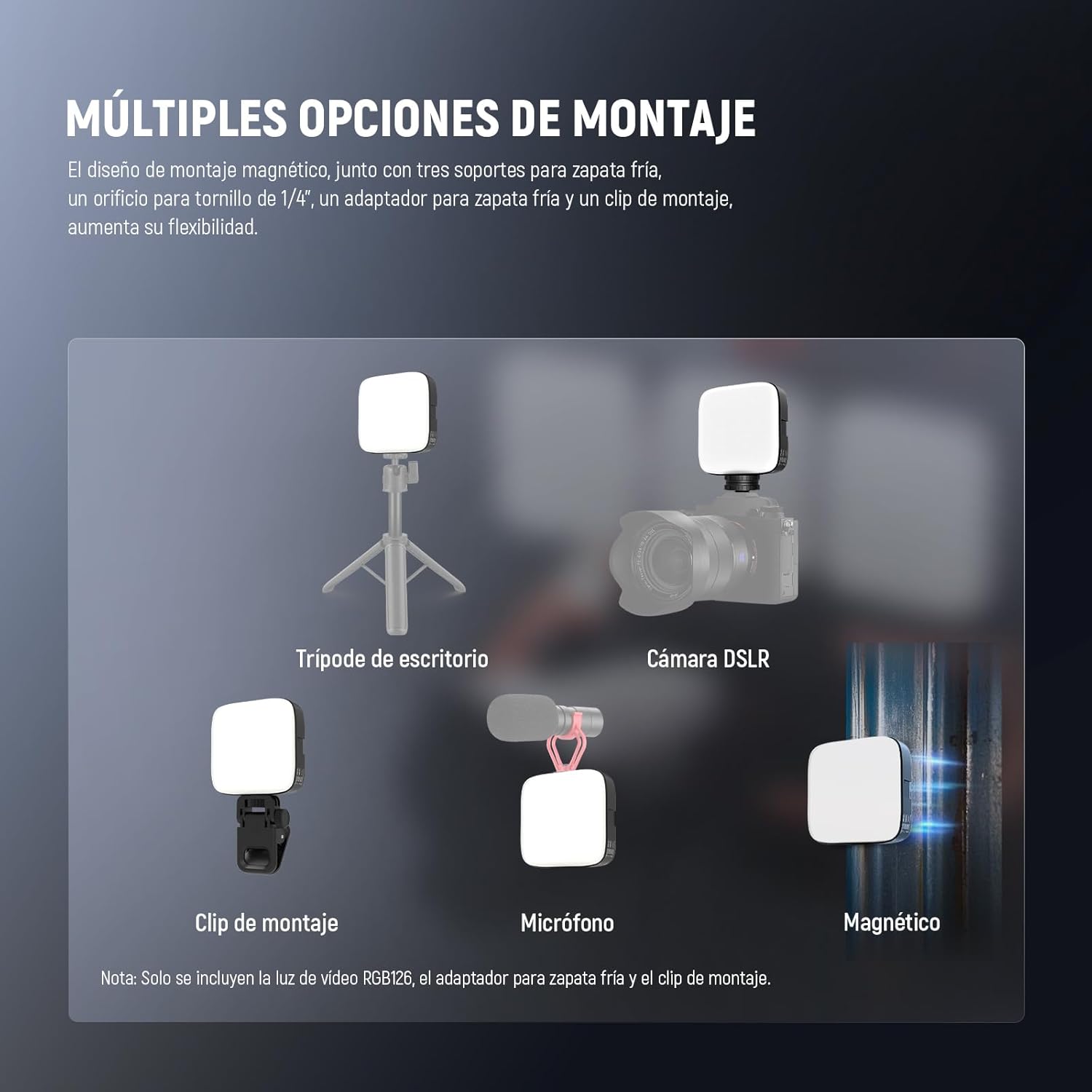 Panel LED RGB Portátil NEEWER - 126 LED con Soporte de Clip