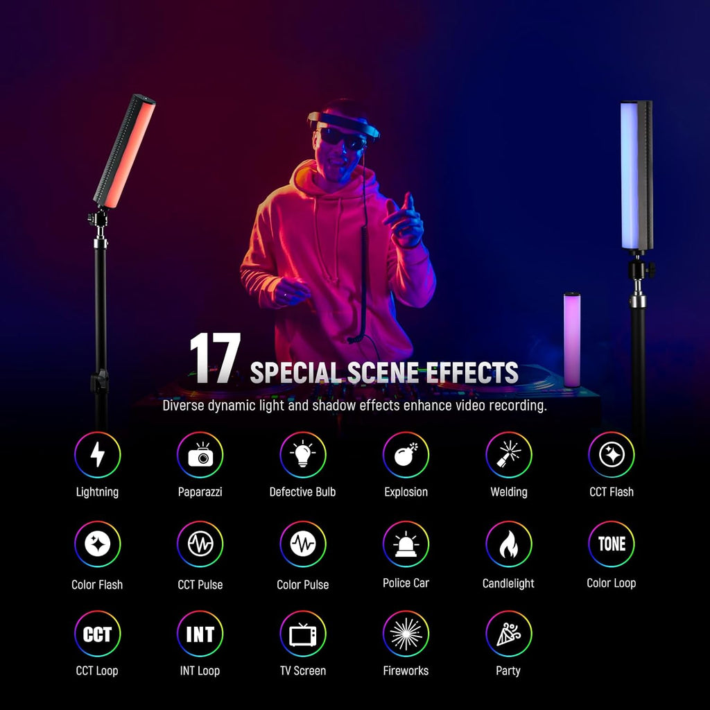 Tubo de Luz LED RGB NEEWER Magnético con Batería 2550mAh TL20C