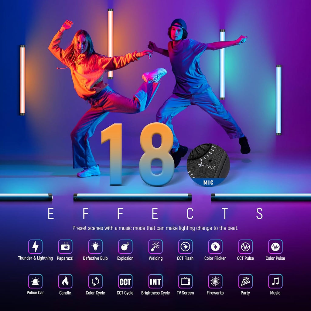 Luz De Tubo LED Neewer TL60 RGB 20 W - Negro