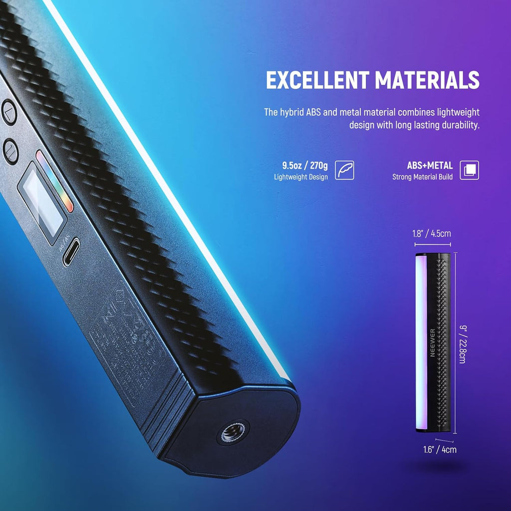 Tubo de Luz LED RGB NEEWER Magnético con Batería 2550mAh TL20C