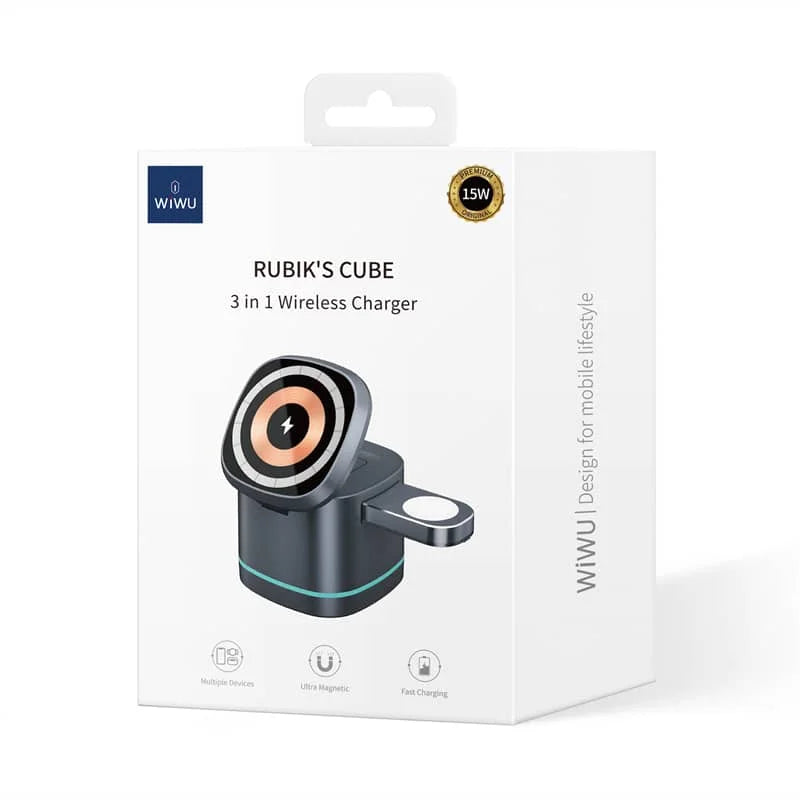 WIWU WI-W024 Rubik Cube – Cargador Inalámbrico 3 en 1