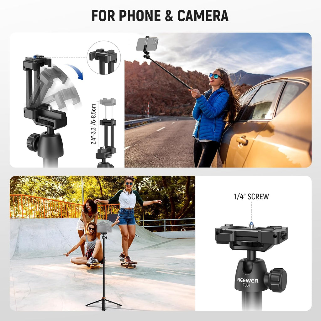 Trípode y Selfie Stick NEEWER TS04 de 150cm para Móvil y Cámara